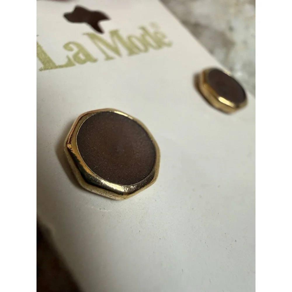 Vintage La‎ Mode 2914 Brown Metal Shank Buttons 11mm 7/16